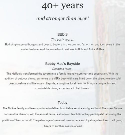 Bobby Macs Bayside Tavern & Grill (Buds Restaurant) - About Bobby Macs